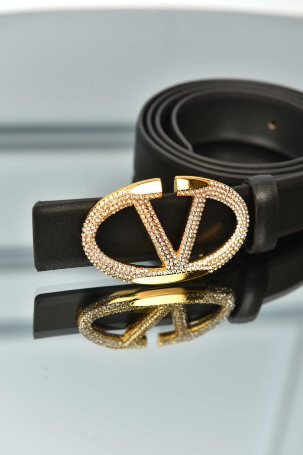 Garavani Vlogo Crystal Buckle Leather Belt - Image 2