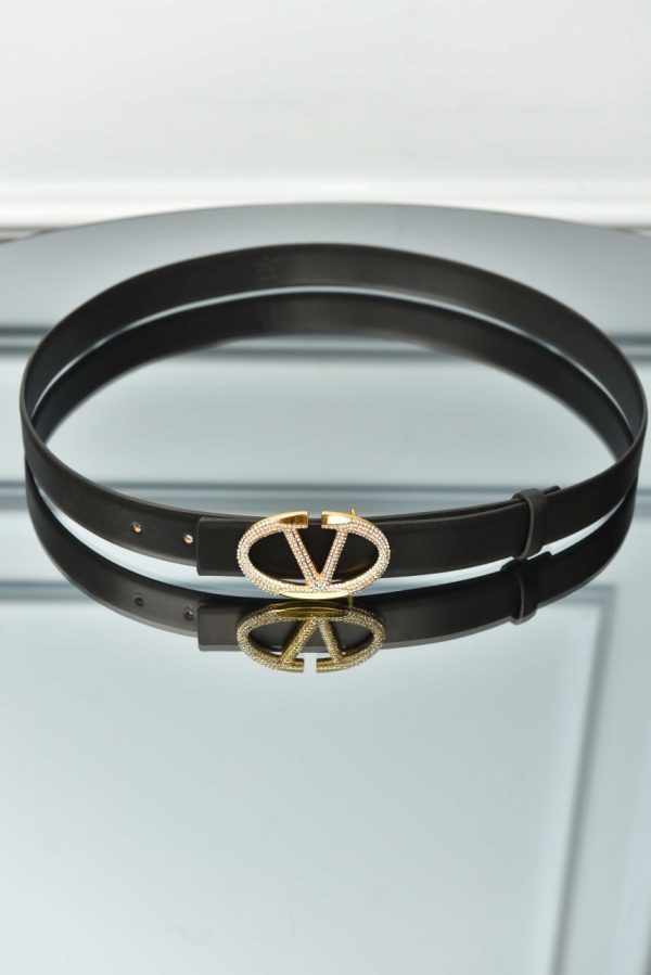 Garavani Vlogo Crystal Buckle Leather Belt - Image 3