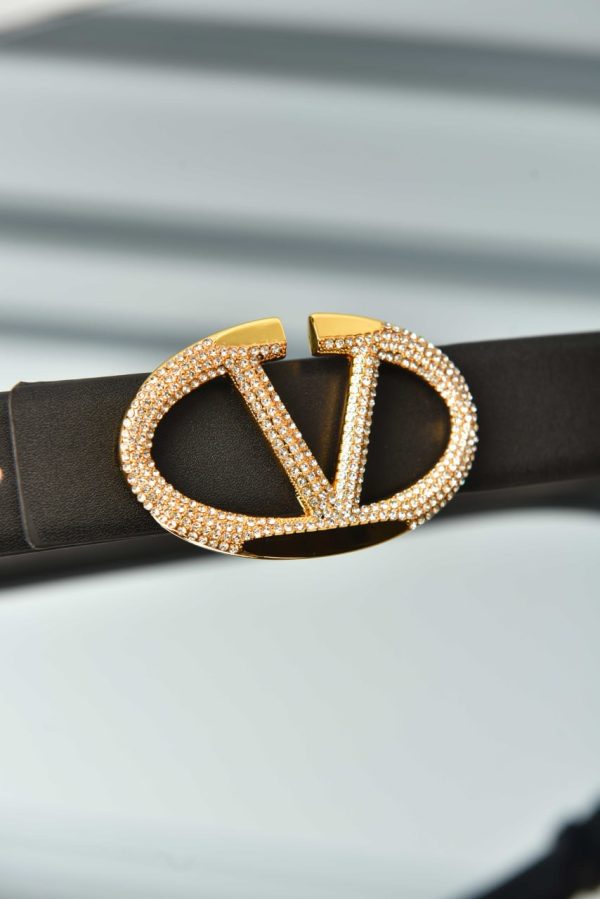 Garavani Vlogo Crystal Buckle Leather Belt - Image 4