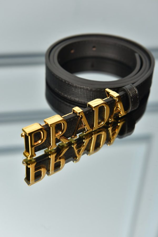 Lettering Logo Saffiano Leather Belt - Image 2