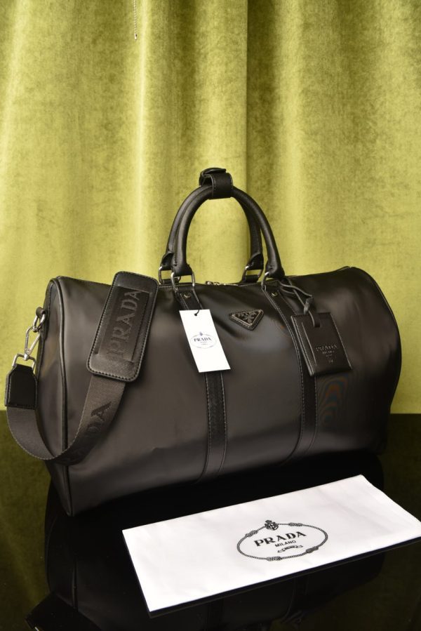 Re-Nylon And Brushed Leather Duffel Bag
